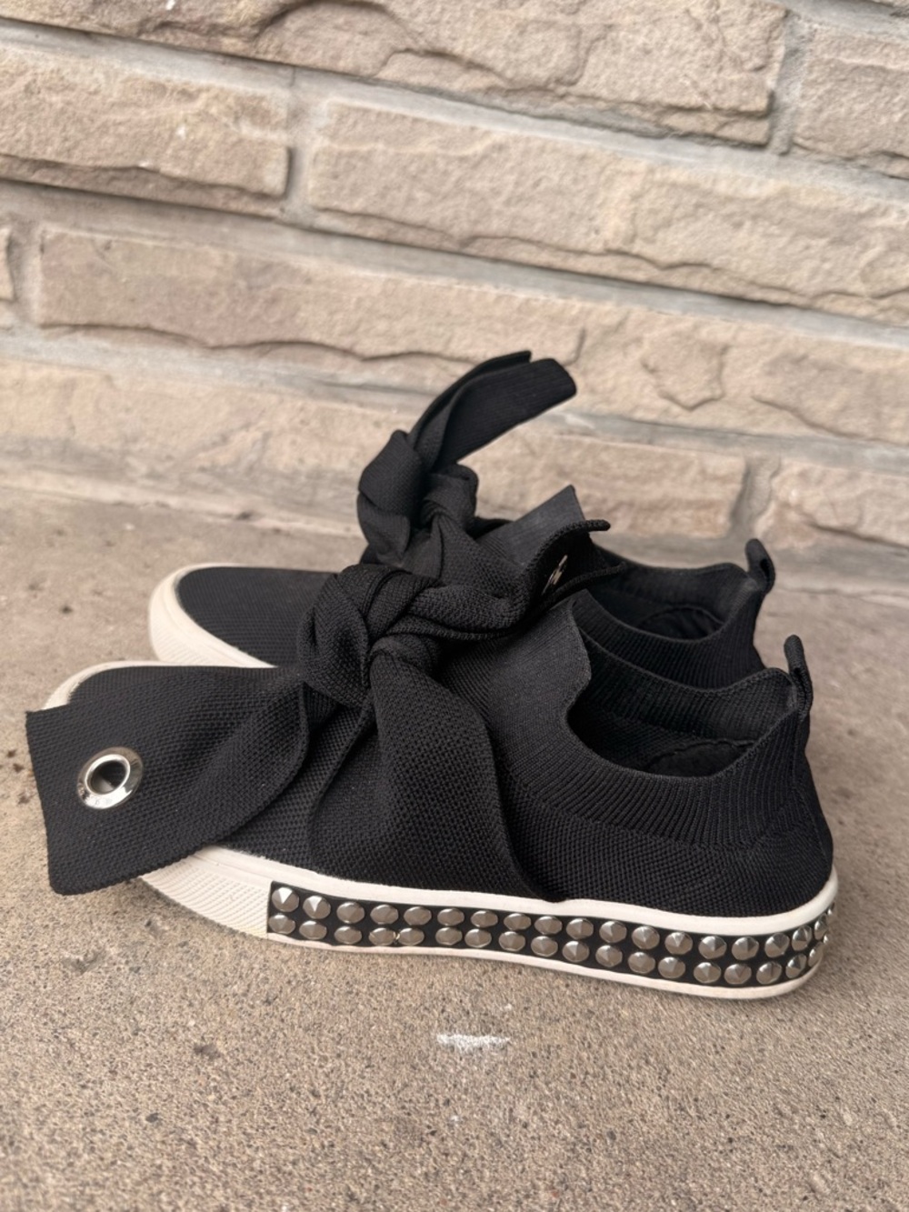 bernie mev. Women’s Black & White Studded Slip-On Sneakers